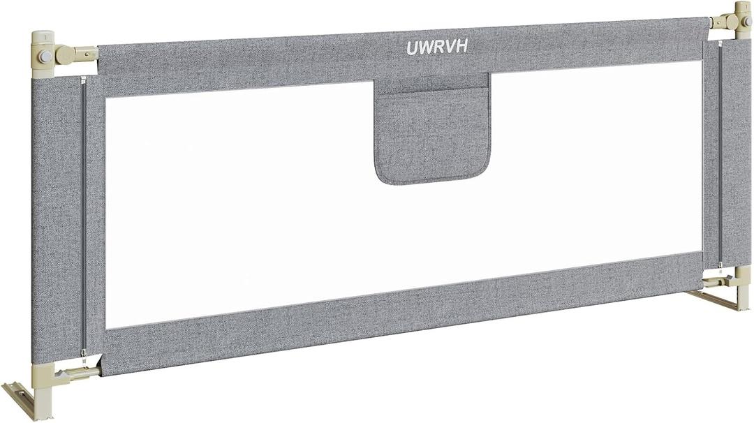 UWRVH Bed Rails for Toddlers，Toddler Bed Rails，Bed Rail for Baby - Adjustable Height Bed Guard with Child Safety Lock, Universal Fit for King/ Full/ Twin Beds (Grey, 1 Side 78.7Inch)