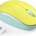 seenda Wireless Mouse for Laptop, 2.4G Noiseless Mouse with USB Receiver - Optical Tracking Portable Computer Mice for Chromebook, PC, Tablet, Windows System, 24 Months Battery Life - Yellow & Green