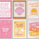 XXOUYLQ Pink Coastal Preppy Canvas Wall Art Coastal Granddaughter Print Aesthetic Room Painting Shells Oyster Posters Summer Beach Pictures Beach Club Wall Decor for Girls Room Dorm Home Unframed (16L"x12W"posters)