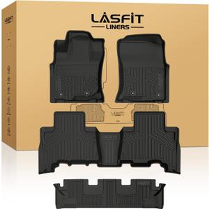 LASFIT Floor Mats for Toyota 4Runner 2013-2024 (Only for 7 Seats) All Weather Custom Fit Floor Liner for Toyota 4 Runner TPE Mats Front&Rear 3 Row Car Mats, Black