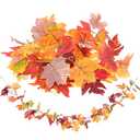 6 PCS Mobestech Artificial Autumn Maple Leaf Garland Vine Realistic Fall Leaves Pendant Decoration for Thanksgiving Indoor Outdoor Wall Hanging Non-wilting Autumn Vine for Home Party Festival