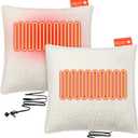 AceOrbit 2 Pcs Heated Pillow 17.7 x 17.7 Heated Lumbar Support Pillow Winter Heating Cushion with 3 Heat Settings USB Heating Pad for Period Cramp, Abdomen, Neck (No Power Bank Included)