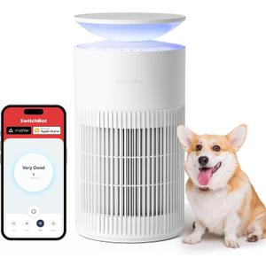 SwitchBot Air Purifier for Home up to 3620 ft, HEPA Air Purifier with Pet Mode, Washable Filter, Aromatherapy, 10 RGB Lights, Cleans Odor Pets Hair Pollen Dust Smoke, Work with Matter HomeKit Alexa (White)