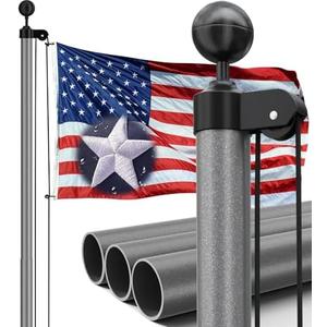 IIOPE 25FT Heavy Duty Flag Pole Kit, Real 13 Gauge Aluminum, 2.4" Large Bottom Tube, True Glory Edition, In-Ground Flagpole for Outside House,Residential & Commercial-90MPH Wind Tested