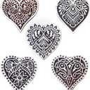Crafty Pattern Heart and Floral Wood Block Stamps (Set of 5) Htag1164