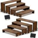 HBlife 2 Set Widened Wood Display Risers for Vendor Events, Stackable Modular Cupcake Stand Buffet Risers, Dessert Table Display Set, Tiered Display Shelves, Coffee Bar Organizer, Charcoal