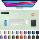 Aothia Large PU Leather Desk Pad Protector - Non-Slip Mouse Pad & Writing Mat for Office/Home, Waterproof, Easy to Clean (23.6" x 13.7", Aqua)