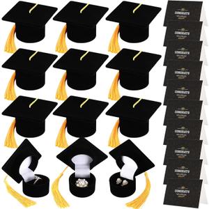 Dunzoom 12 Pcs Graduation Ring Box 2026 with 12 Pcs Greeting Cards Graduation Cap Jewelry Box, Proposal Gift for Her, Surprise Gift Idea Celebration Party Supplies