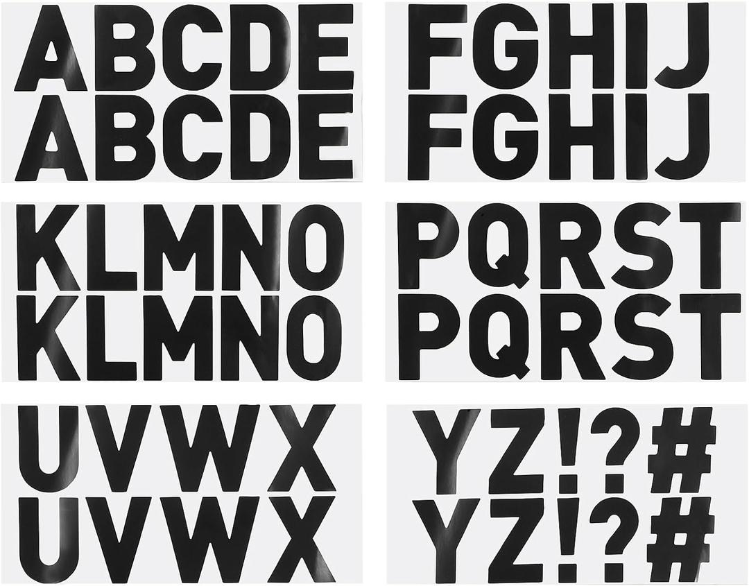  Letter Stickers 2.5 Inch, 60 Pcs/ 12 Sheets Self Adhesive Vinyl Large Alphabet Number Stickers for Arts DIY Crafts Home Mailbox Bulletin Classroom Decor, Flash Black