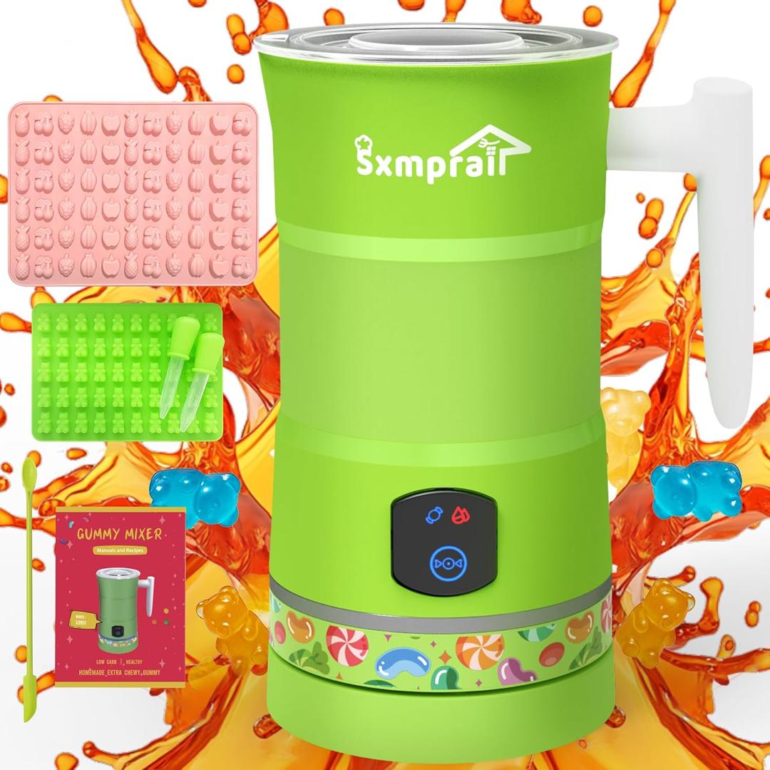 Gummy Candy Maker Mixer, Infused Herb Edible Gummy Machine, Gummy Making Kit, DIY Gummy, Include 1 Bear Gummy Mold, 2 Dropper, 1 Fruit Mold&1 Mixing Stick Five-Years Free Replacement(Green)
