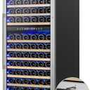Wine Cooler Refrigerator 24 Inch, 180 Bottles Large Wine Fridge Dual Zones, Tall Freestanding/Built-in Wine Cellar Professional with Reversible Door Sliding Rail Shelves (Silver Stainless Steel)