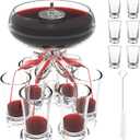 ALEVMOOM 6 Shot Glass Dispenser and Holder For Filling Liquids Multiple Dispenser,Bar Dispenser,Cocktail Dispenser,Carrier Liquor Drink Tool,Dispenser With Slogan, white cup