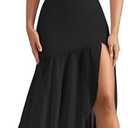 OQQ Women’s Strapless Maxi Dresses Bodycon Mesh Fishtail with Slit Wedding Guest Cocktail Party Evening Dress, Small