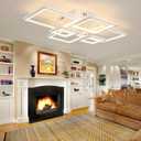 Shine LUEST Modern LED Ceiling Lights for Bedroom Dimmable Modern 6 Ring Square Ceiling Lights for Living Room with Remote Control White Bedroom Ceiling Lamp Fixures for Kitchen,Bathroom,Balcony
