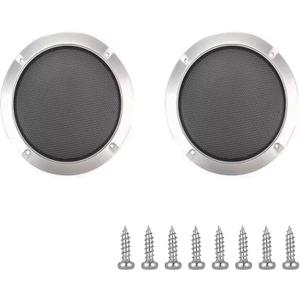 8" Universal Speaker Grille Mesh Cover, Round Decorative Ring Woofer Protection Grille Protective Cover for Cars Home Stereo DIY Accessories Silver with 8Pcs Screws - (2 Pcs)