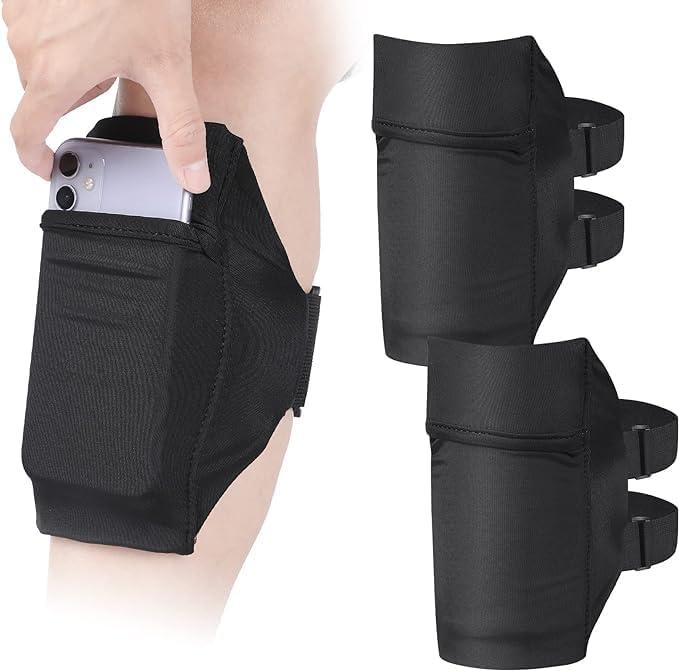 2 Pack Cell Phone Leg Strap Leg Cell Phone Holder Arm Smart Phone Strap Anti-Slip Ankle Wallet Calf Leg Cell Phone Strap Adjustable Arm Bag for Women Men Running Hiking Equestrian Motorcycle, Black