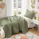Comfort Spaces Twin Quilt Set Modern Reversible Diamond Coverlet Twin Bedding Set Cozy Quilted Winter Layer, All Season Lightweight Soft Twin Size Quilt, Kienna, Twin/Twin XL Olive Green 2 Piece