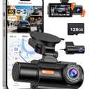 3 Channel 4K Dash Cam with STARVIS 2 Sensor, Free 128GB Card and WiFi 6 up to 20MB/s, Dash Camera for Cars with Front Rear Inside, 4K 2K 1080P, IR Night Vision, GPS, 24H Parking Mode, G-Sensor