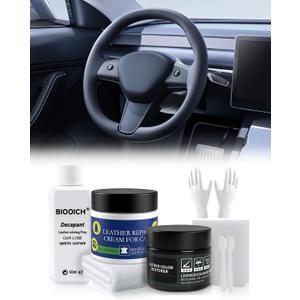 for Tesla Steering Wheel Repair Kit - 8PCS Leather & Vinyl Scratch Restorer for Model 3/Y/S/X, Leather Restoration Kit DIY Fix for Tears, Scuffs, Worn Spots & Color Fading (Black)
