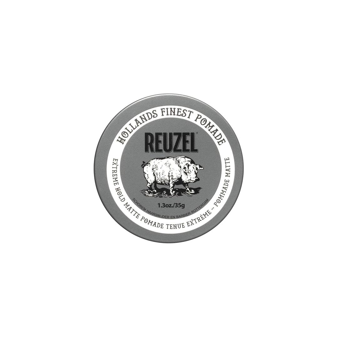 REUZEL Extreme Hold Matte Pomade, Strongest All Day Hold, Water Soluble Styling, Matte Finish & Flake Free, Easy To Wash Out, For All Hair Types Strongest Hold Matte Pomade for Medium to Coarse Hair. Adds Volume and Texture. Water-Based and Easy Wash Out, 35g