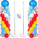 Hungdao 2 Sets Toys Inspired Balloon Column Stand Kit Cartoon Game Cow and Cloud Pattern Yellow Red Blue White Latex Balloons for Halloween Inspired Party Themed Birthday Baby Shower Decorations