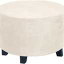 GERLNF Round Velvet Ottoman Slipcover Ottoman Covers Footstool Protector Covers Storage Stool Ottoman Covers Stretch with Elastic Bottom, Feature Real Velvet Plush Fabric (X-Large, Ivory)