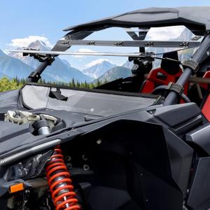 3-IN-1 Flip Windshield for Can-Am X3, Front 1/5'' Hard Coated PC Flip Up Windshield Fold Down Windscreen for Can Am X3 & X3 Max Accessories, Open/Close/Vented
