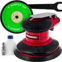 TCP Global Professional Heavy Duty 6" Dual-Action Random Orbit Air Palm Sander with Both PSA and Hook & Loop Backing Pads - Orbital Pneumatic Sanding Disc Sander - Automotive Body Shop, Woodworking