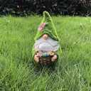 Garden Gnomes Statues, Outdoor Gnome Decorations for Yard Patio Lawn Porch, Home Decor Sculpture Figurine Holding Flower Basket Solar Lights, Cute Ornaments Ideal Gifts