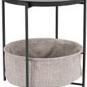 Amazon Basics Round Storage End Table, Nightstand for Bedroom or Living Room, Easy Assembly, with Cloth Basket, Charcoal/Heather Gray, 17.7 x 17.7 x 18.9 in | Side Table, with Cloth Basket, Storage