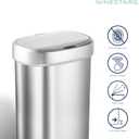 Ninestars DZT-50-49 Automatic Touchless Motion Sensor Oval Trash Can with Black Top, 13 gallon/50 L, Stainless Steel