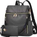 Makes Backpack Purse for Women PU Leather Travel Satchel Handbag Convertible Design Bag with Purse 2 Piece (Grey Triple)