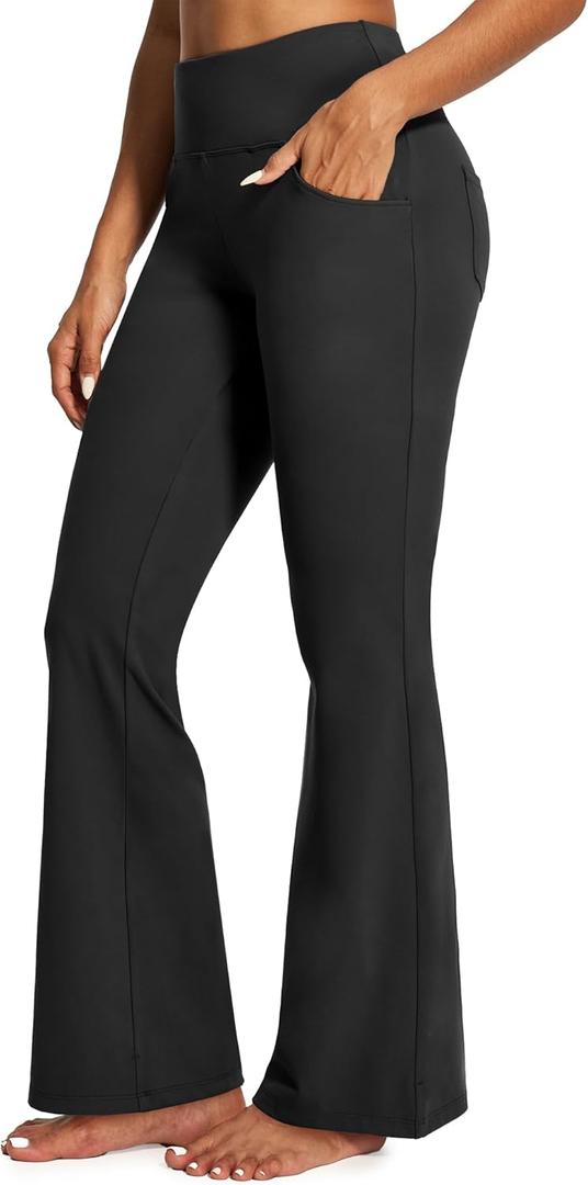 IUGA Yoga Pants Women Wide Leg High Waist Bootcut Workout Flare Leggings Tummy Control Work Dress Pants Women 4 Pockets, 3XL