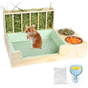 3-in-1 Steel Grids Rabbit Litter Box with Hay Feeder & Waste Collection  Bunny Toilet Training Kit, Large Plastic Potty for Rabbits, Guinea Pigs, Small Animals  Easy Clean, Durable, Odor Control