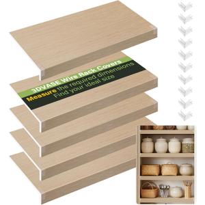 Wire shelf covers for pantry, 24*12 inch wire rack cover for shelves, covers for wire shelves easy to cut install wires shelf 0.31-inch thick moisture durable shelfs liner for kitchen, pantry, 24*12IN Wood Color Stripe