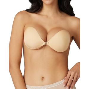 Niidor Adhesive Sticky Invisible Bras: Backless Strapless Push-up Bra with Silicone Cups for Wedding, Party, Dress Light Nude
