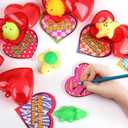 28 Pack Valentines Mochi Squishies Toys and Valentine Cards for Kids, Animal Mochi Squishies Filled Hearts and Valentine Greeting Cards Kawaii Stress Relief Toys Classroom Exchange Party Favors Prizes