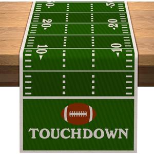 Vohado American Football Court Table Runner Touch Down Boy Sport Football Birthday Party Decorations Kitchen Dining Home Table Decor (13" x 72")