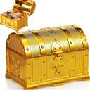 Pirate Treasure Chest 5.5 x 4.3 x 3.9 Inch Vintage Leprechaun Treasures Collection Box Gold Prize Box Plastic Treasure Chest Games Activities Amusements for Classroom Party Favors Props