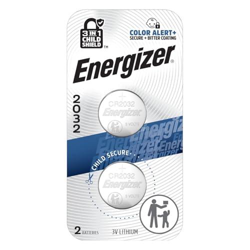 Energizer 2032 Batteries (2 Pack), 3V Lithium Coin Batteries with 3-in-1 Child Shield Pack Of 10