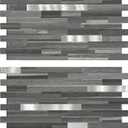 Midcard 20 Sheets Peel and Stick Backsplash, Black Grey Wood Look PVC Mixed Metal Stick on Backsplash Tiles for Kitchen