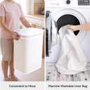 StorageWorks Laundry Hamper with Lid, Foldable Bamboo Laundry Basket, Clothes Hamper with Handles, Organizer and Storage for Laundry Room, Bedroom, Dorm, White