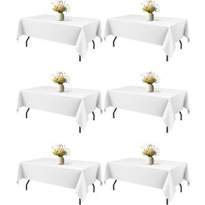 Niuara White Rectangle Table Cloth - 6 Pack, 60" x 84" Washable Polyester Tablecloth for 5FT Tables, Wrinkle-Resistant Table Cover for Weddings & Parties