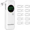 Ketone Meter Professional Ketosis Breath Tester for Tracking Ketosis Levels - Portable High Accuracy Ketone Breath Analyzer with 10 Replaceable Mouthpieces