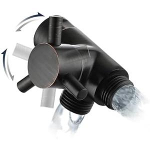 PDPBath Brass 3 Way Shower Arm Diverter Valve for Handheld Shower Head and Fixed Shower Head, G1/2 Universal Connection - Oil Rubbed Bronze