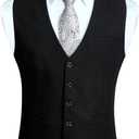 HISDERN Mens Suit Vest Waistcoat with 3 Pockets Slim Fit for Business Formal Wedding Prom and Casual Tuxedo Wear (Medium, A1-black)