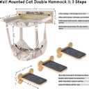 Beige Wall Mounted Cat Double Hammock & 3 Steps, Pine Climbing Shelf & Perch Set, Multi-Function Wall-Mounted Cat Furniture for Sleep Play Climb, Easy DIY Installation