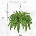 Fake Hanging Plants Large Boston Fern Artificial Plants Outdoor Realistic Fake Ferns with Palm Basket Silk Plants Ferns Hanging Plant Artificial Decor for Home Front Porch Window Garden - Green