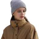 100% Merino Wool Beanie Hat for Men and Women, Unisex Thermal Winter Hat, One Size Cuffed Knit Ribbed Beanie (Gray)