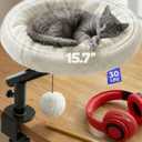 PetLovers Cat Desk Bed - Plush Elevated Desk Bed Attachment with Removable Washable Cushion, 360 Swivel Arm, Secure Clamp - Keeps Your Cat Close While You Work or Play